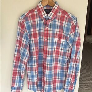 Vineyard Vines Red and Blue Plaid Button Down Shirt